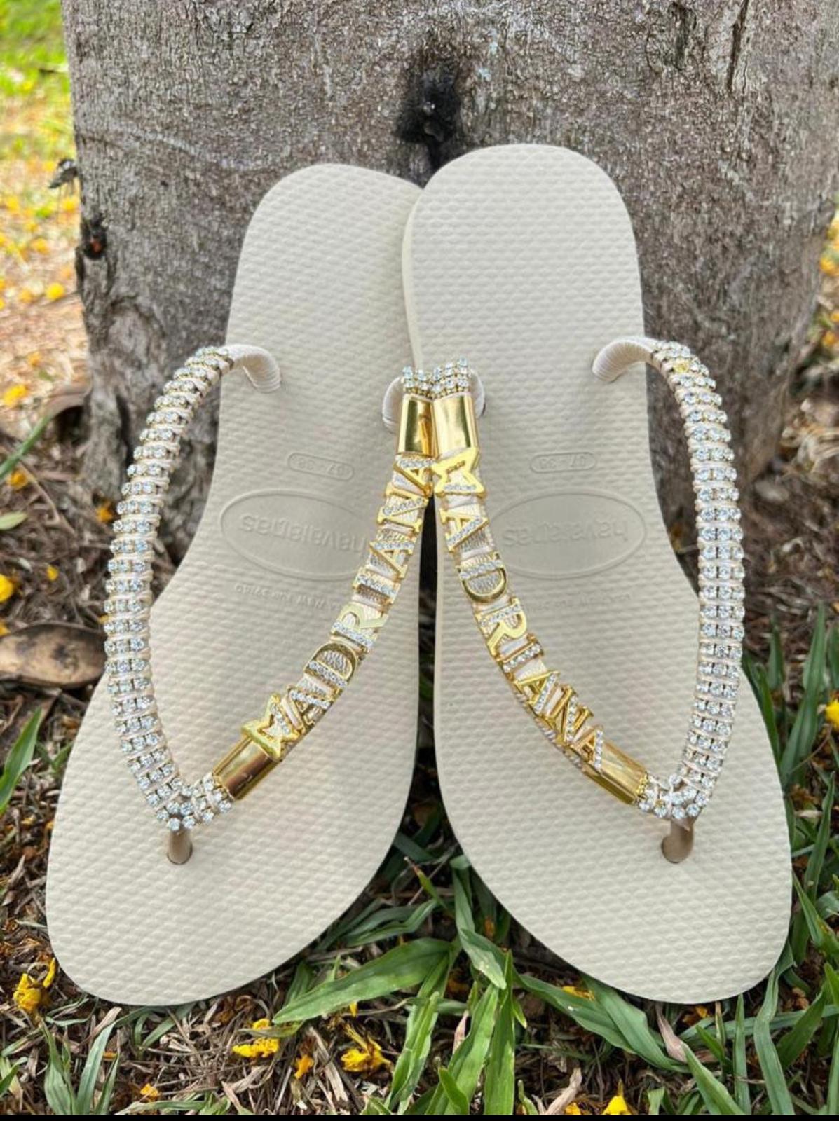 Havaiana Flip Flops (White/Gold)
