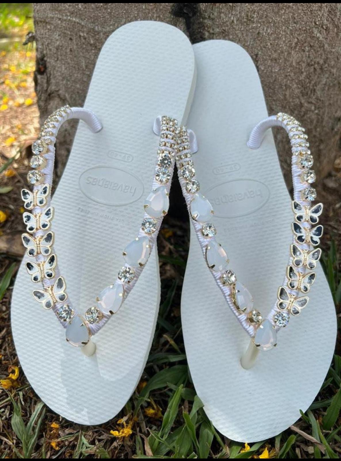 Havaiana Flip Flops (White/Bejeweled)